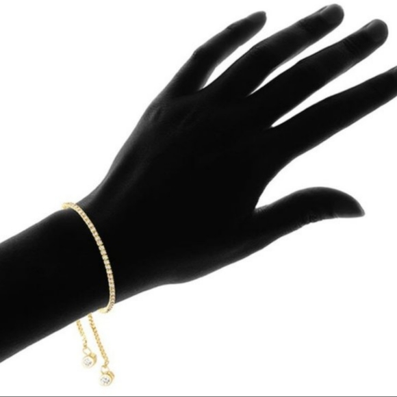 Swarovski® Crystals Elemnts Adjustable Boho Tennis Slider Bracelet - Silver/Gold - Picture 5 of 6